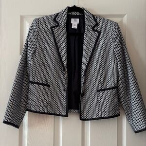 Women's Black and White Patterned Blazer
